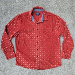 Pendelton Long Sleeve Corduroy Shirt Printed Western Cowboy Henna Red Mens Large